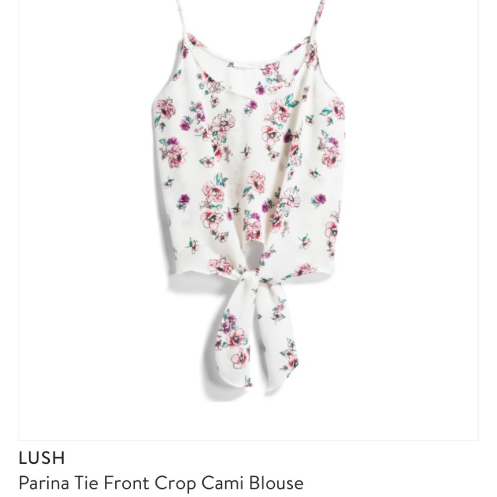 NWT Lush - Parina Tie Front Crop Cami Blouse